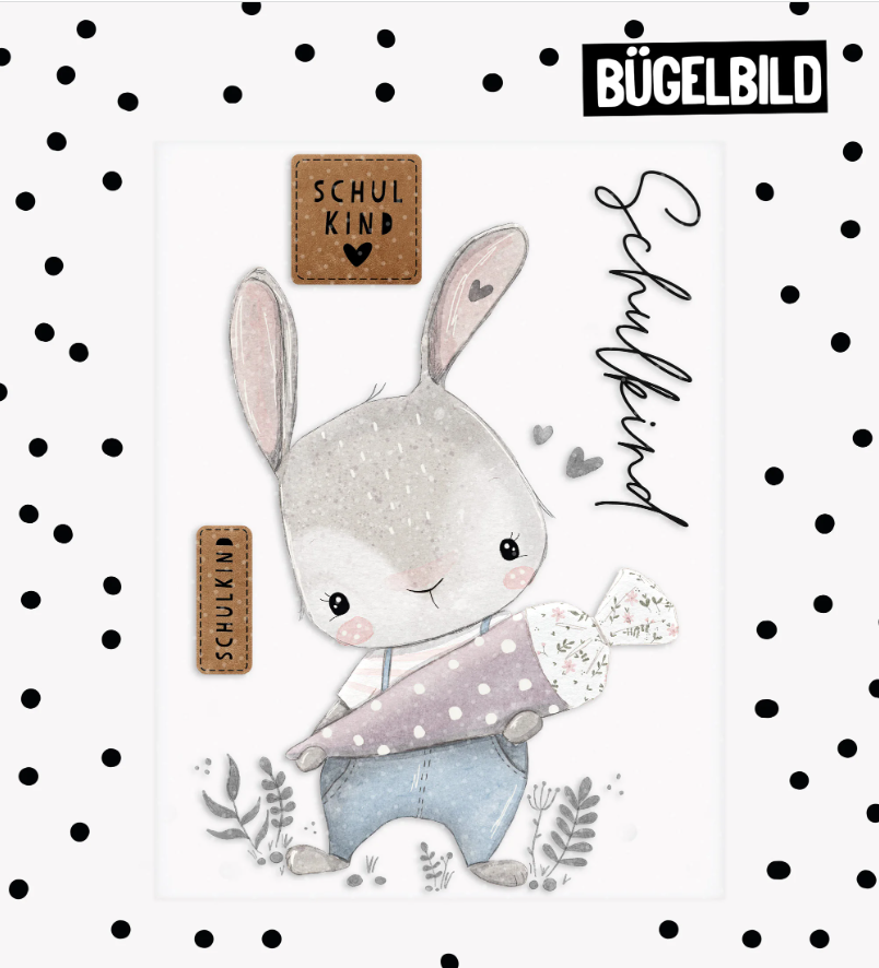 Bügelbild - Paul & Clara - Schulkind - Hase Lilu - A5