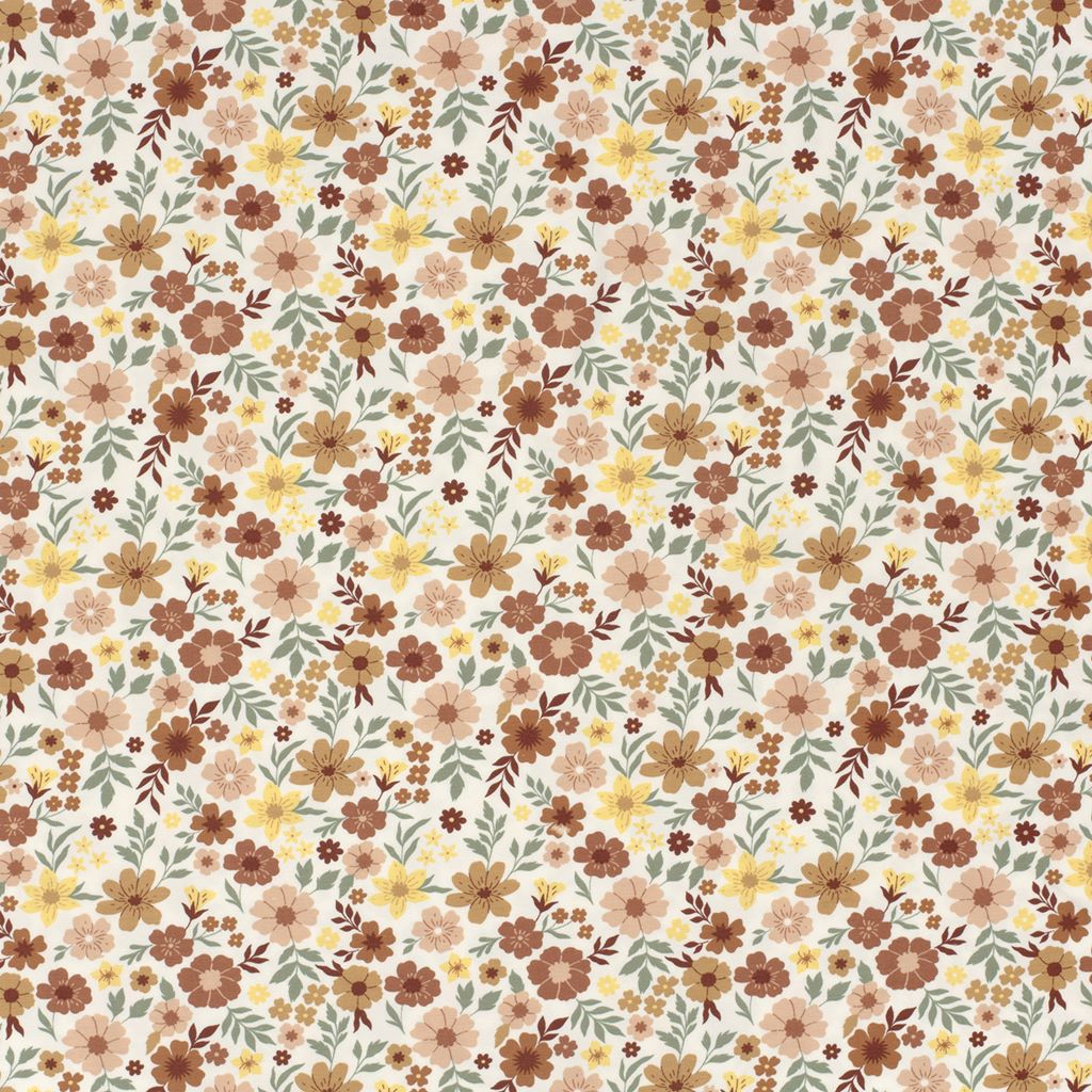 Motivjersey - Digitaldruck - Blumen in Naturtönen