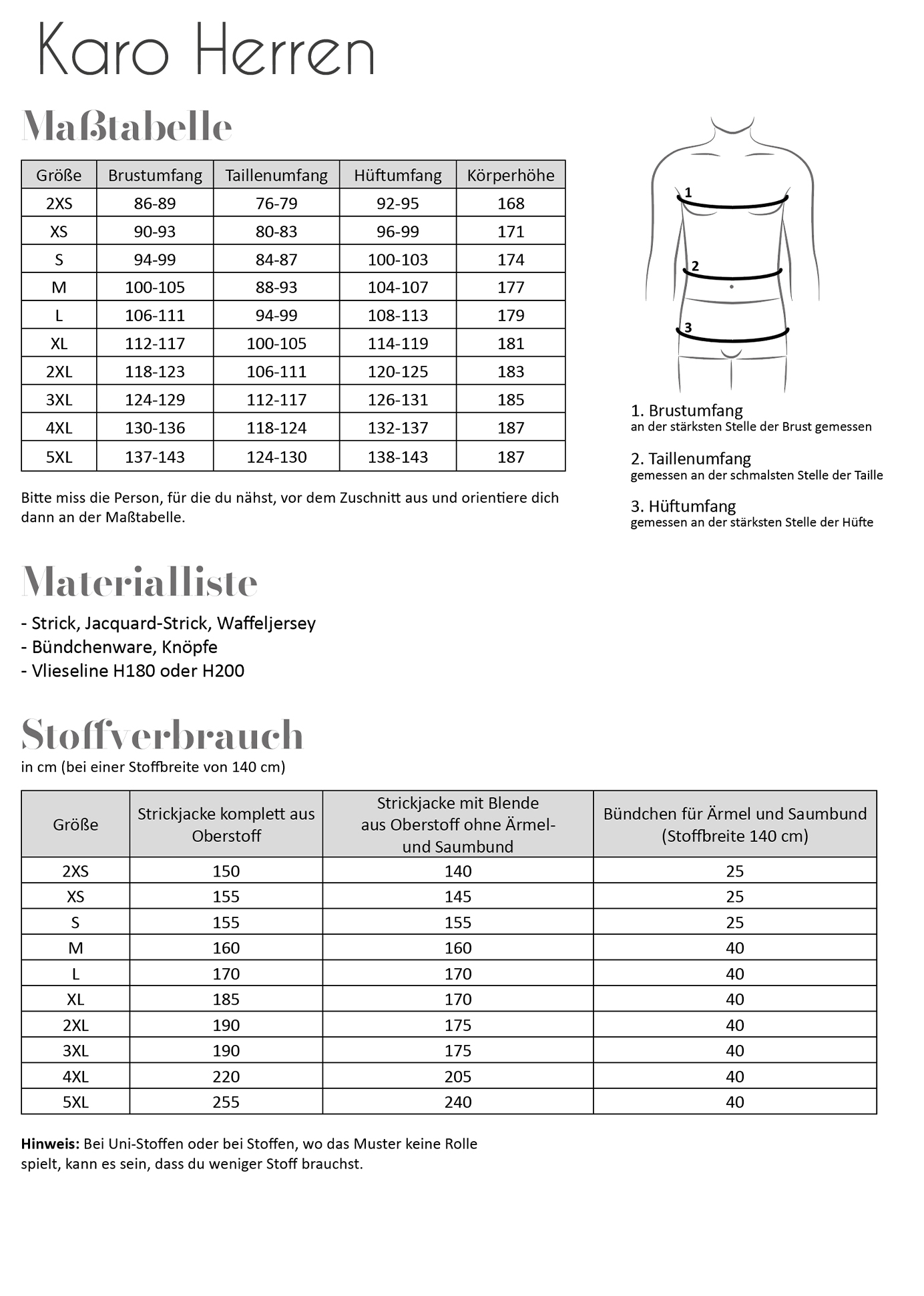 Papierschnittmuster Fadenkäfer - Karo für Herren