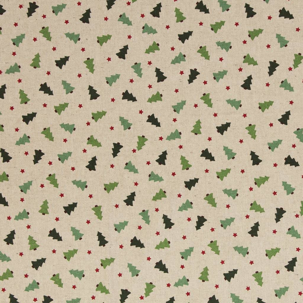 Canvas - Dekostoff - Leinenoptik - Ember - Tannenbäume auf Natur - Reststück 120cm x 140cm 