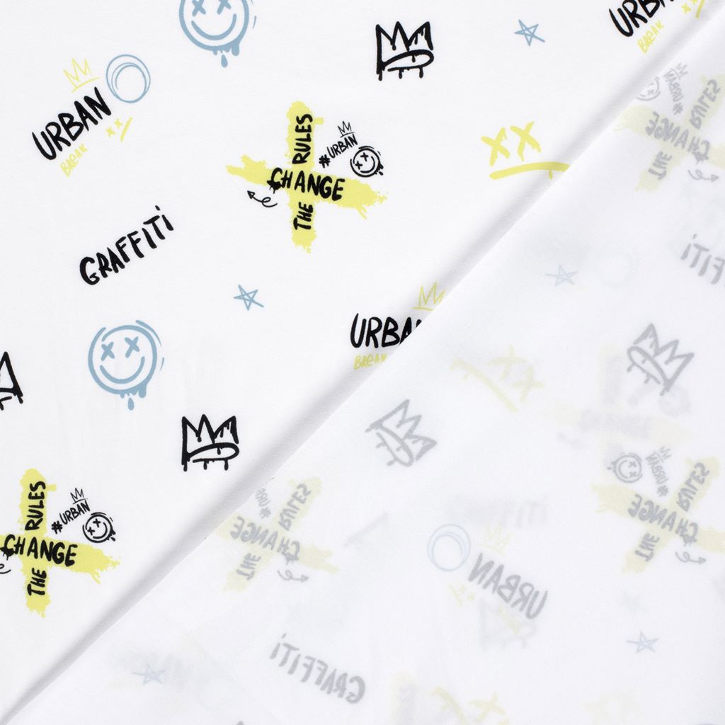  Motivjersey - Digitaldruck - Graffiti auf Weiß