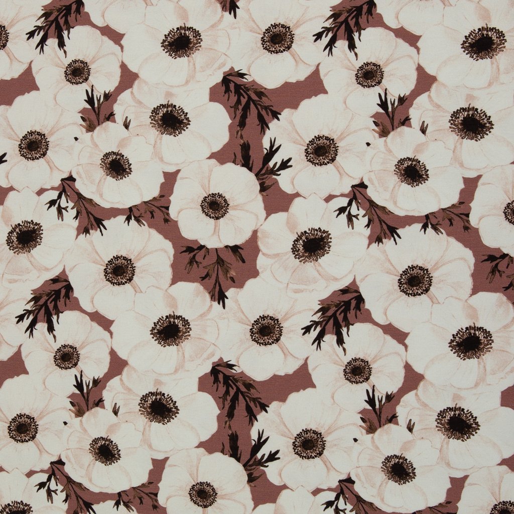 Modal French Terry Annemone in Altrosa von Swafing – Florales Designer-Muster von Christiane Zielinski auf hochwertigem Modal-Sommersweat