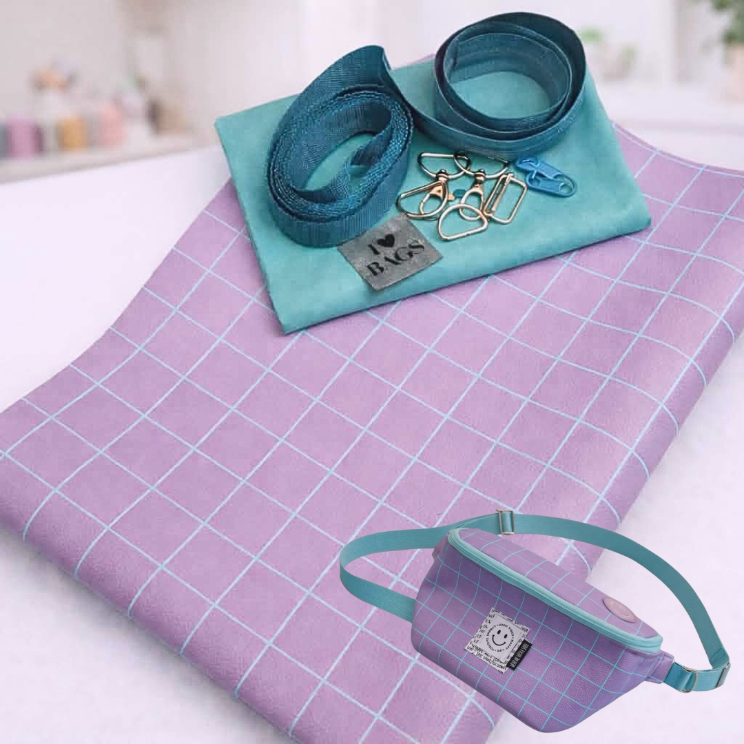 Stoffpaket  - Taschenpaket HIPBAG Lasse - Karo lila