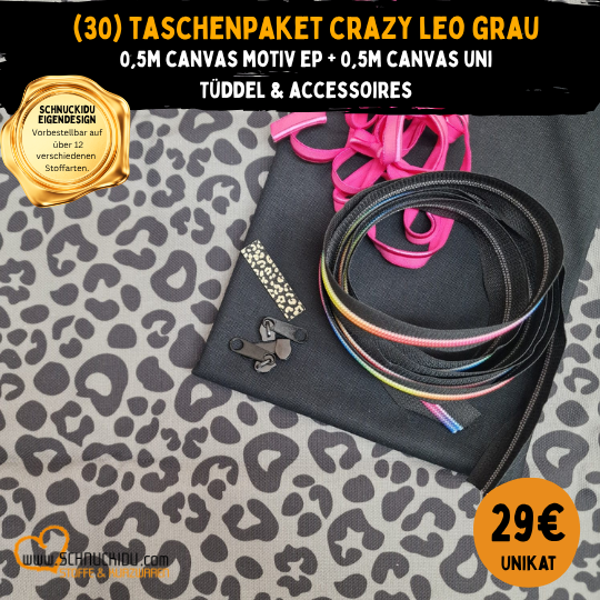 Stoffpaket - UNIKAT - Crazy Leo grau