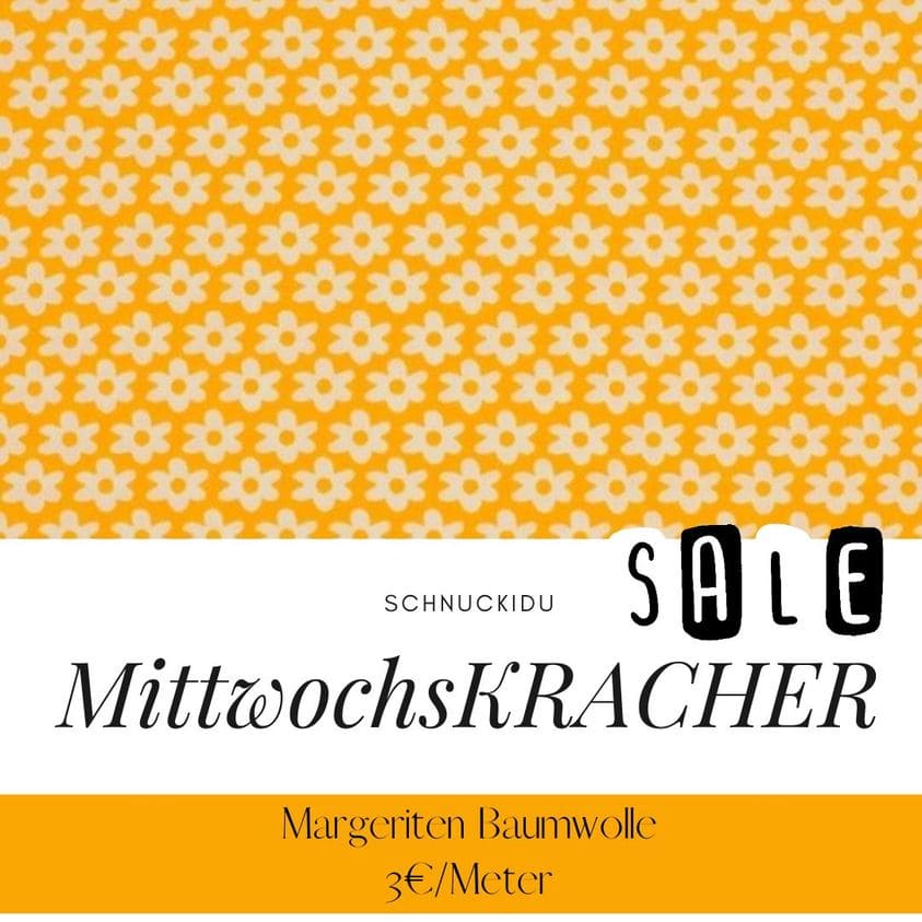 MittwochsKRACHER: Baumwolle mit Margeriten für unschlagbare 3€/Meter!