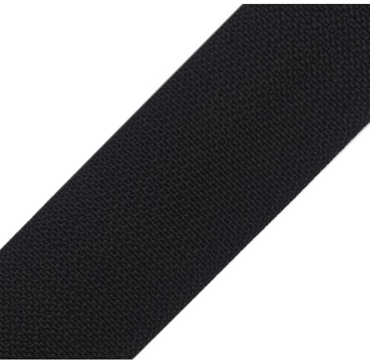 Robustes schwarzes Polypropylen-Gurtband, 40mm Breite, 1mm Stärke, gewebte Meterware für Rucksäcke, Taschen und Outdoor-Zubehör.