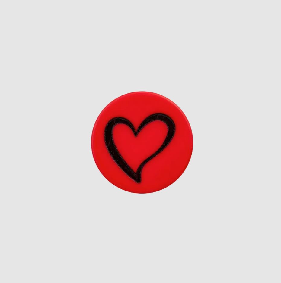 Knopf - Polyesterknopf -Öse - 12mm - Herzchen auf Rot