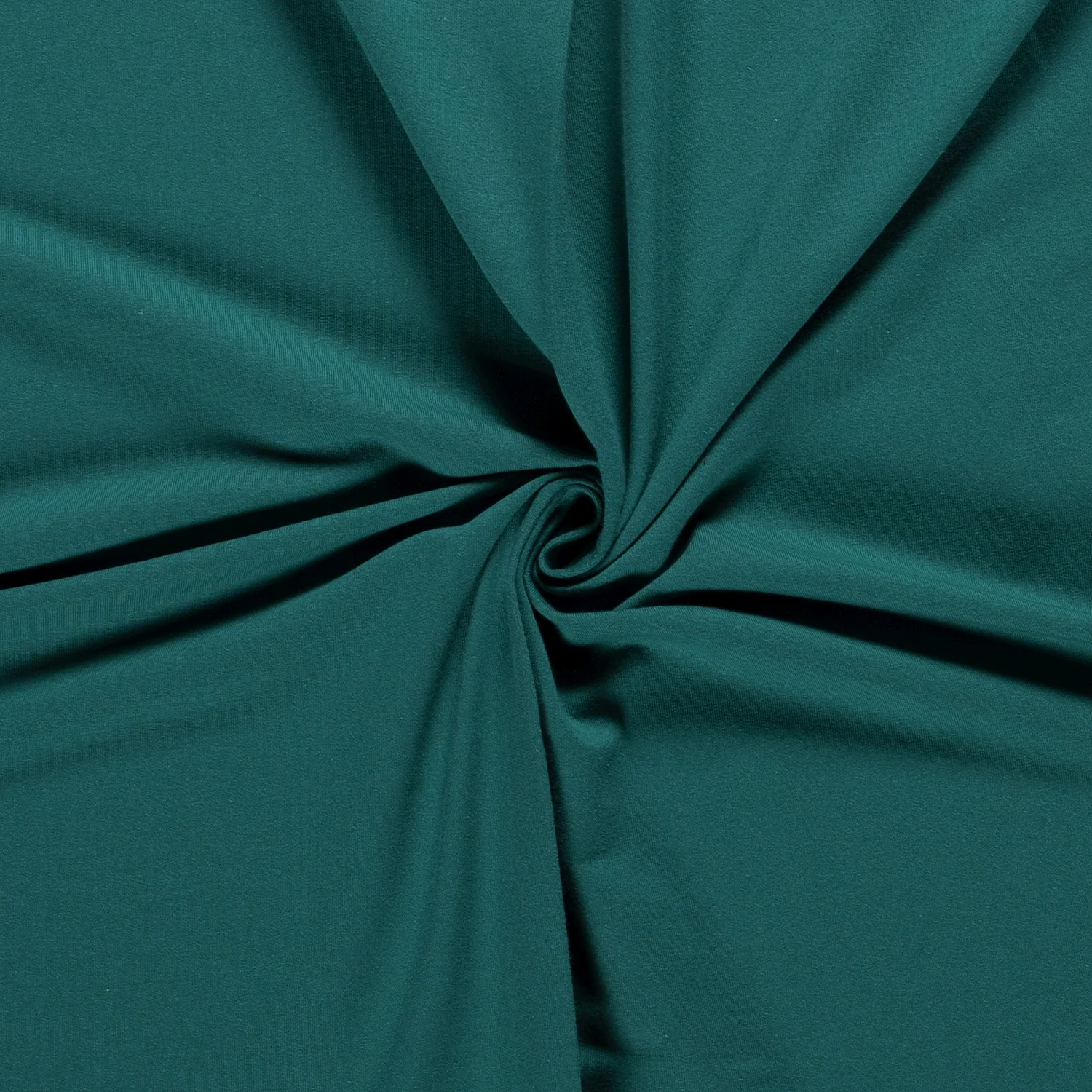 French Terry Sommersweat Uni in Petrol – tiefes Blaugrün, ungeraut, 95% Baumwolle, Öko-Tex Standard 100