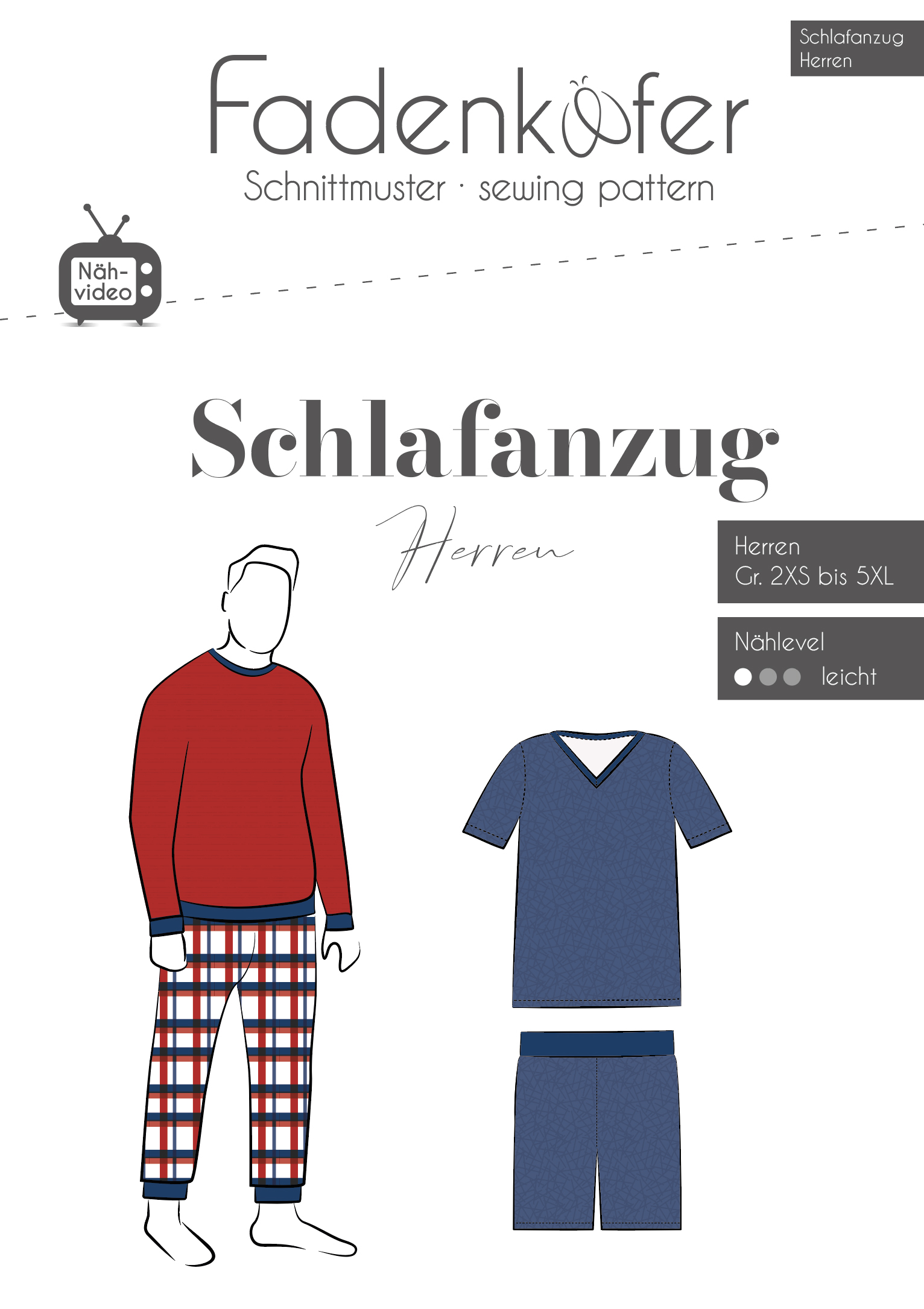 Papierschnittmuster Fadenkäfer - Schlafanzug für Herren - 2XS-5XL