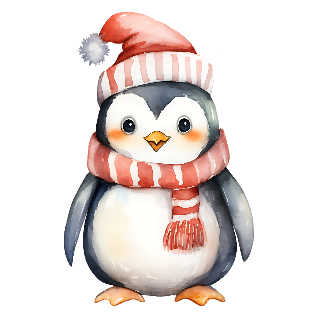 Bügelbild - Plott - Pinguin mit Mütze und Schal - 9,5cm x 14,5cm