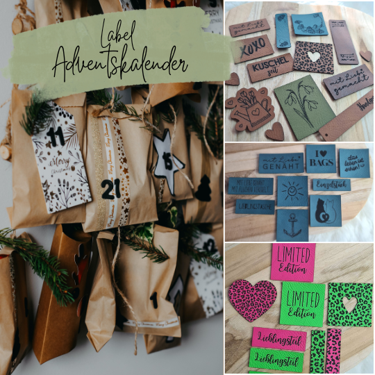 Label-Adventskalender 2026 von Schnuckidu® – 48 Handmade Nählabels aus veganem Kunstleder - Vorbestellung