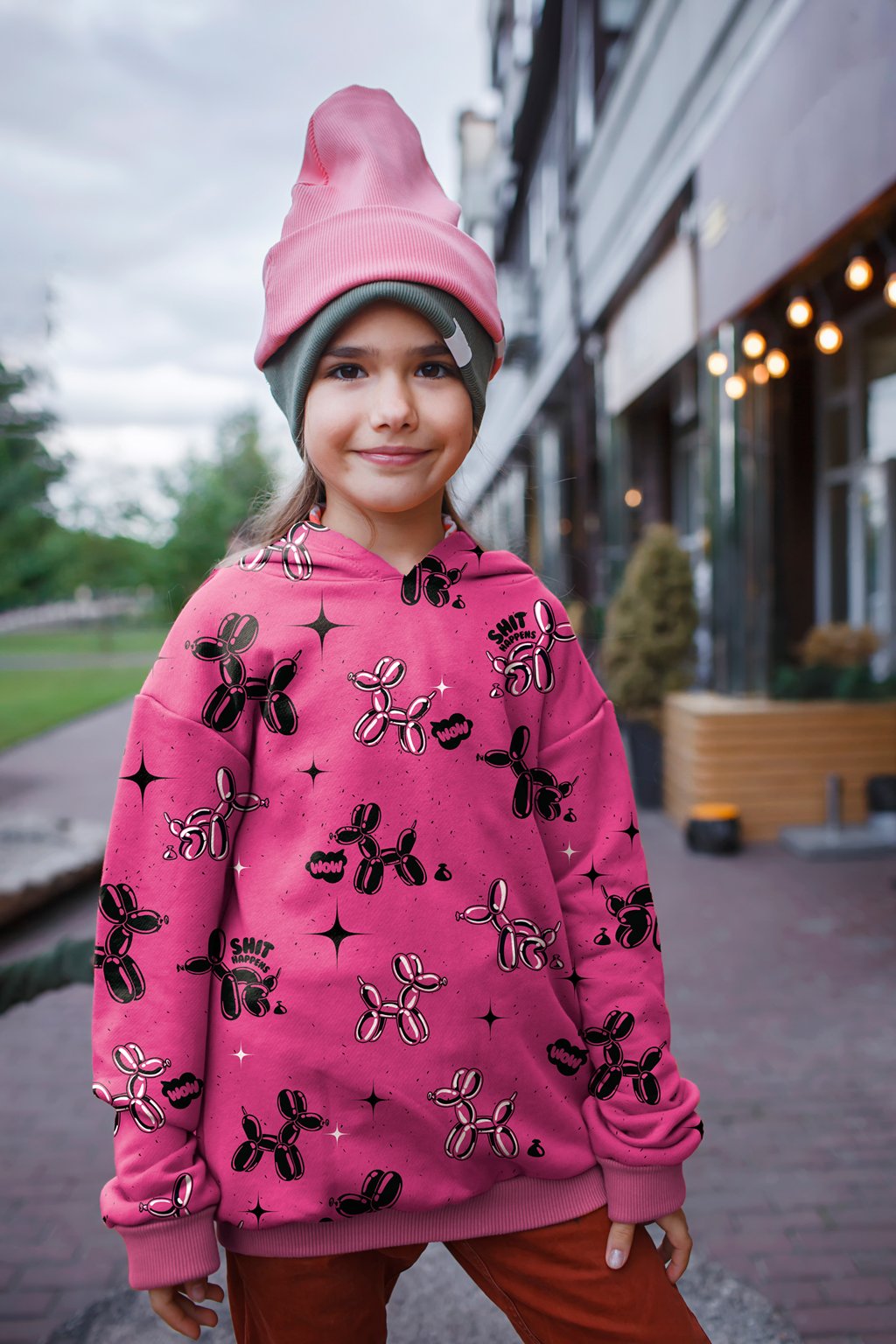 Vororder - French Terry - Swafing - Thorsten Berger - Cheeky Animals - Shit Happens - Kombistoff Tiere Pink