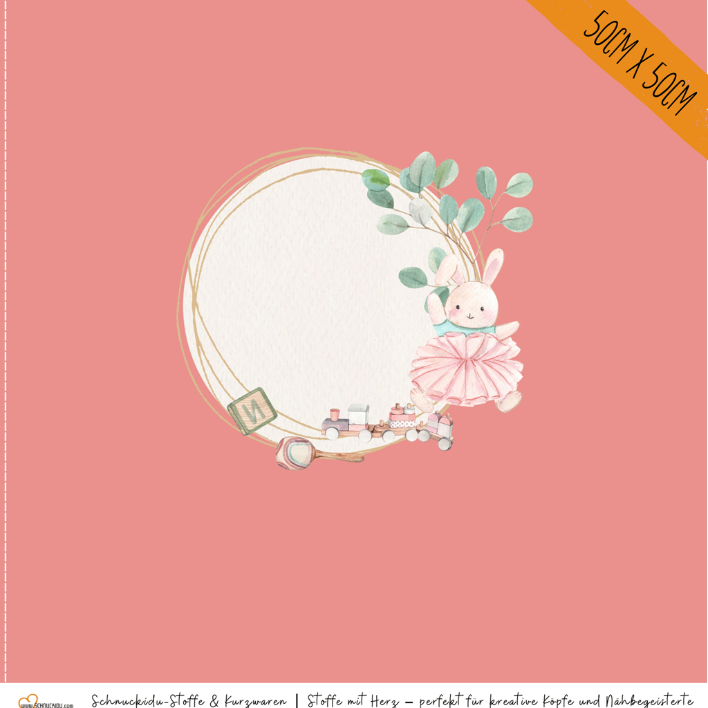 Vororder - Panel Eigendesign  - Jersey - ca. 50x50cm - Hasenkranz