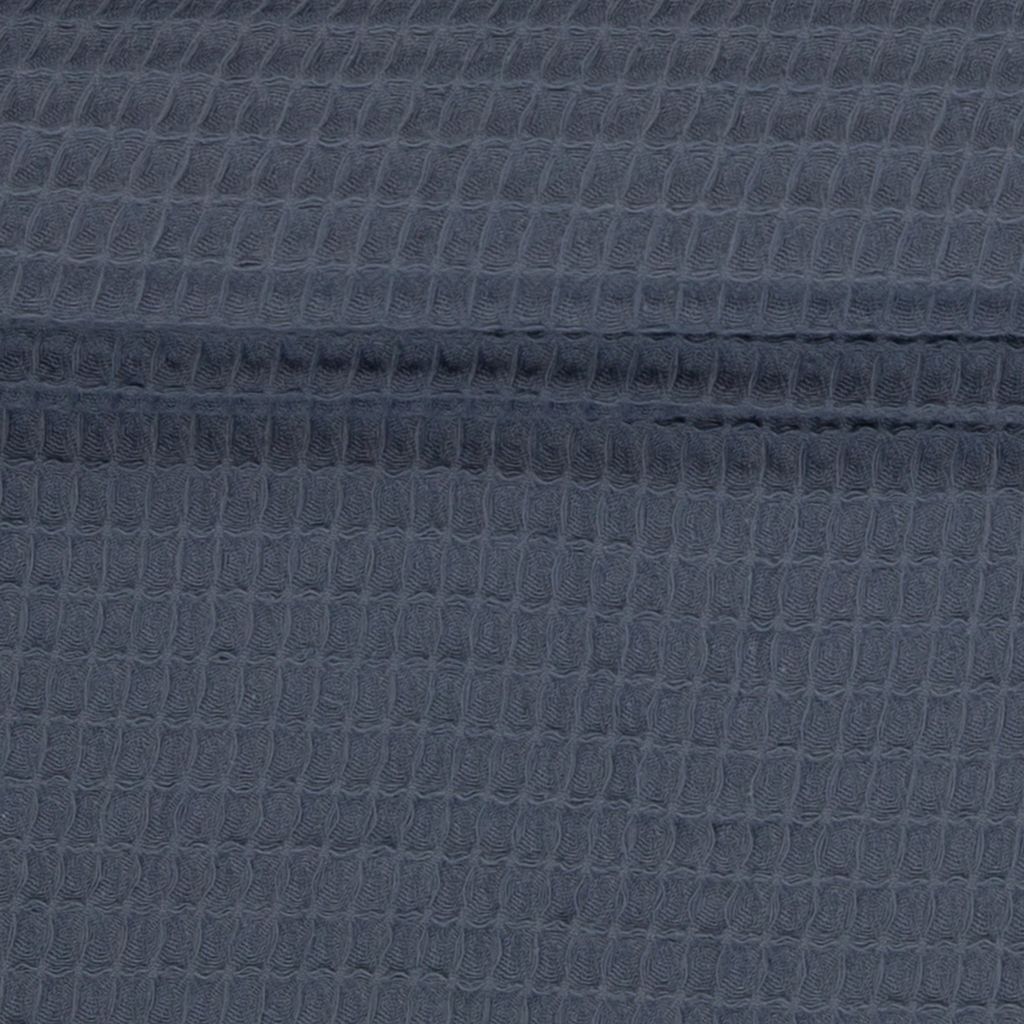 Hochwertiger Waffel-Piqué Stoff in Uni Taubenblau aus 100% Baumwolle, reliefartige Waffelstruktur für Handtücher, Decken und maritime Babykleidung