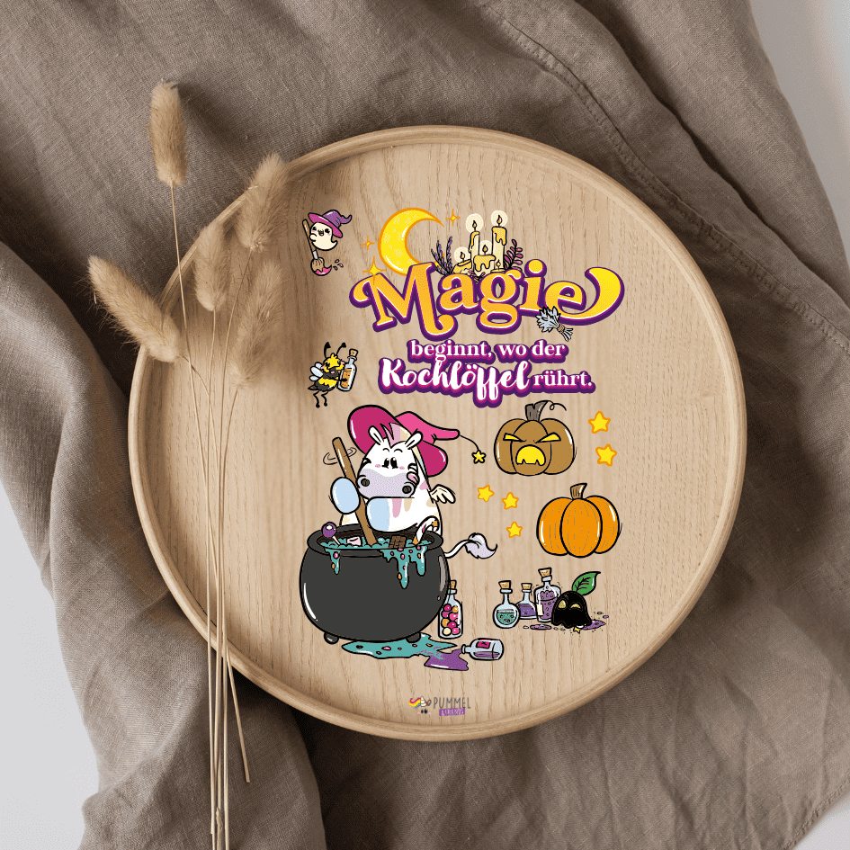 Bügelbild - Pummeleinhorn - Magischer Kochlöffel - ca. 20x28,7cm