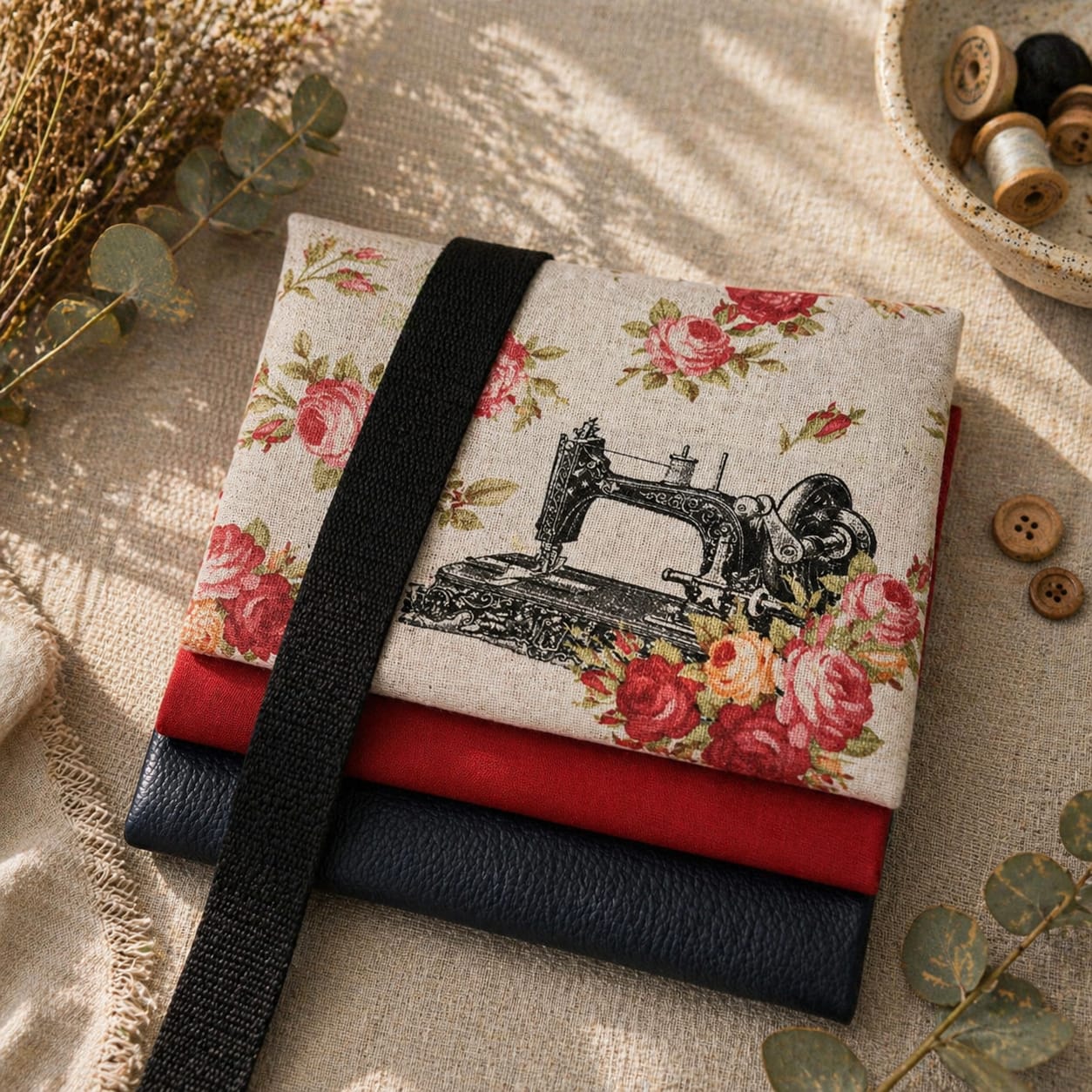 Taschenpaket Nähmaschine mit Canvas-Stoff, Kunstleder und Webware für DIY Taschen von Schnuckidu