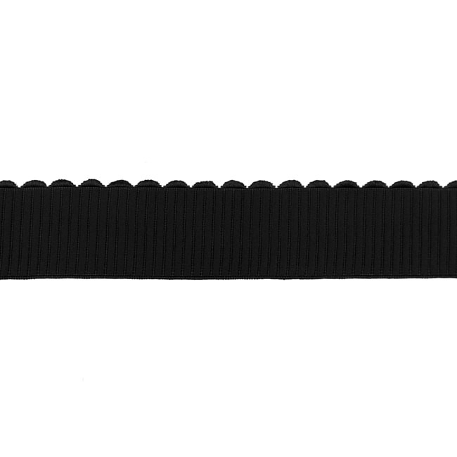 Gummiband mit glänzender Bogenkante - 40mm - Uni Schwarz