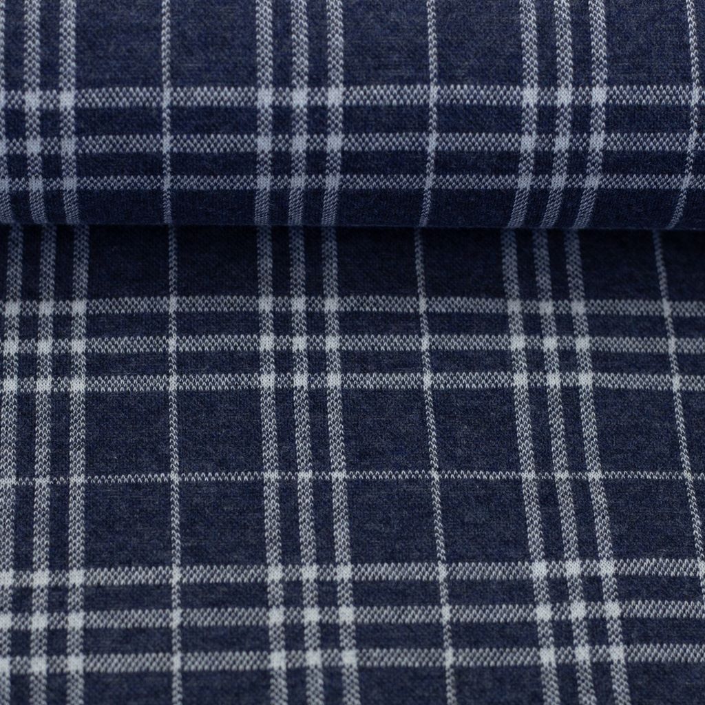 Jacquardjersey - Swafing - Madita - Checks auf Navy