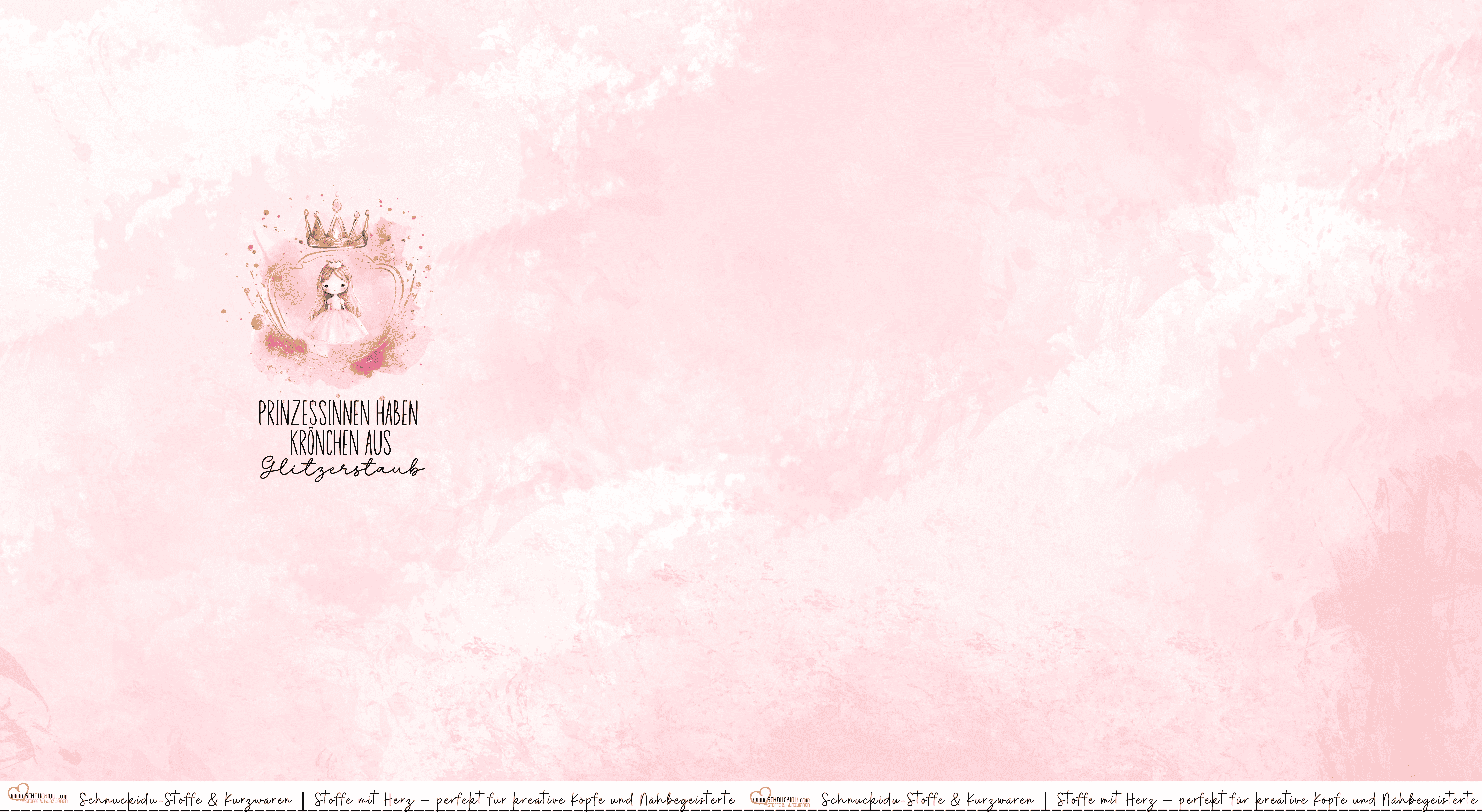 Panel Eigendesign Jersey "Prinzessinnen haben Krönchen aus Glitzerstaub" mit kleiner Prinzessin auf zartrosa Aquarell-Hintergrund – ca. 80x155cm, 92% Baumwolle, 8% Elasthan, Öko-Tex Standard 100