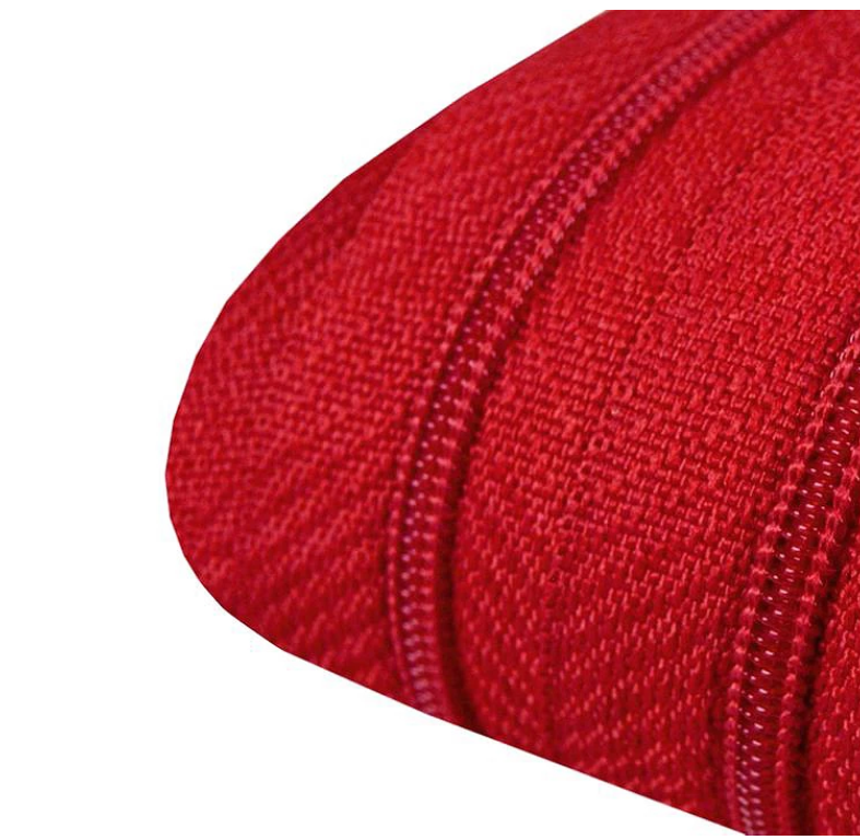 Endlosreißverschluss 3mm in Rot als Meterware – Stabiler Nylon-Spiralreißverschluss für Taschen, Etuis und farbenfrohe Nähprojekte. Ohne Schieber.