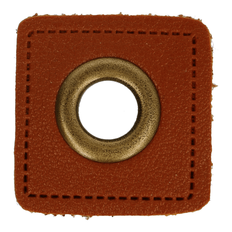 Kunstleder Ösen - Ösen Patches - Braun Viereck - 8mm - Bronze - 1 Stück
