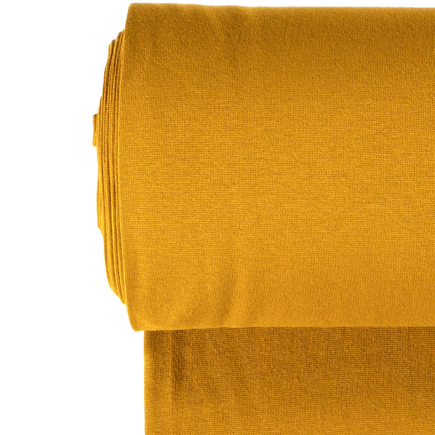 Bündchen Stoff Feinripp Uni in Ockergelb – elastische Baumwoll-Schlauchware