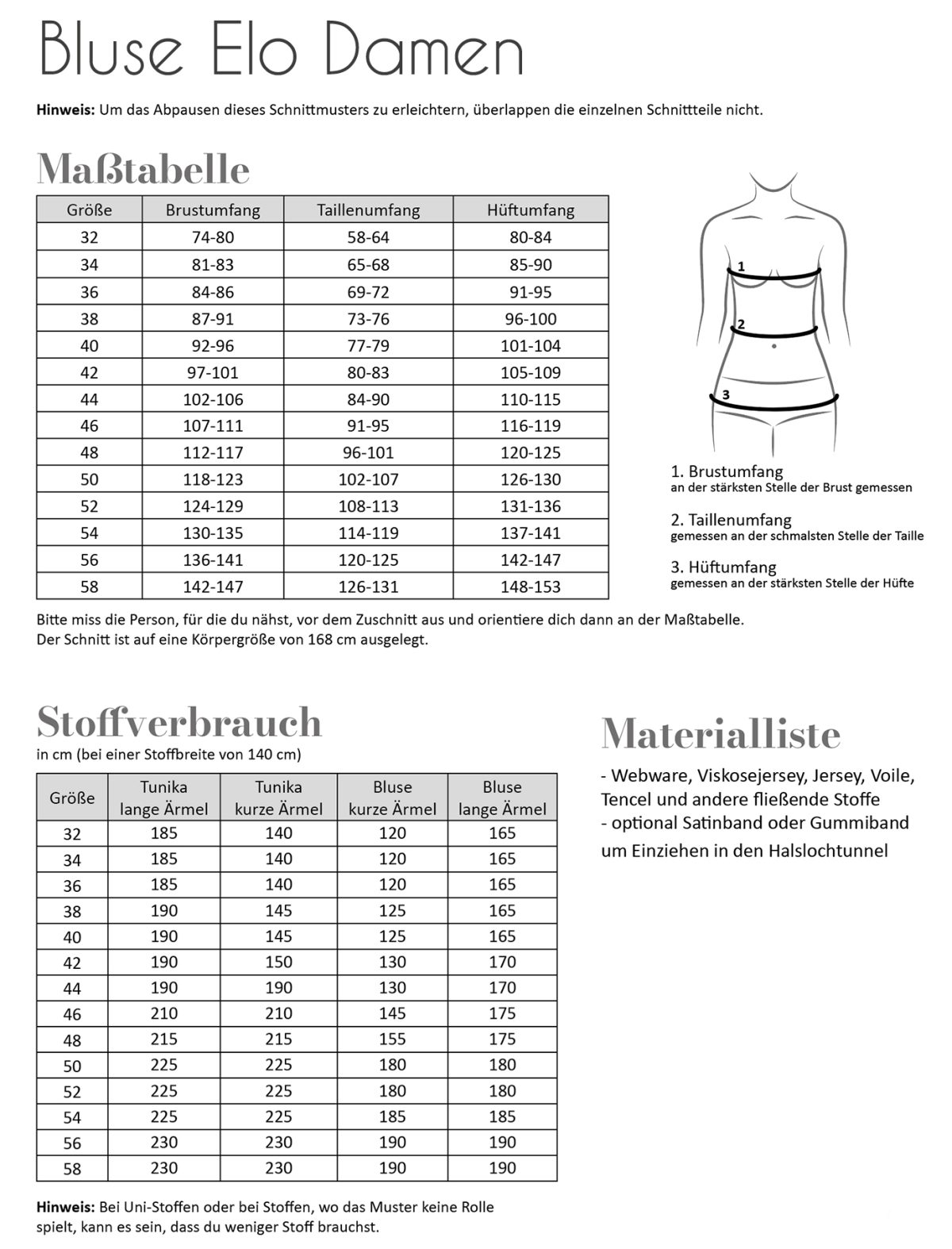 Papierschnittmuster Fadenkäfer - Bluse Elo Damen
