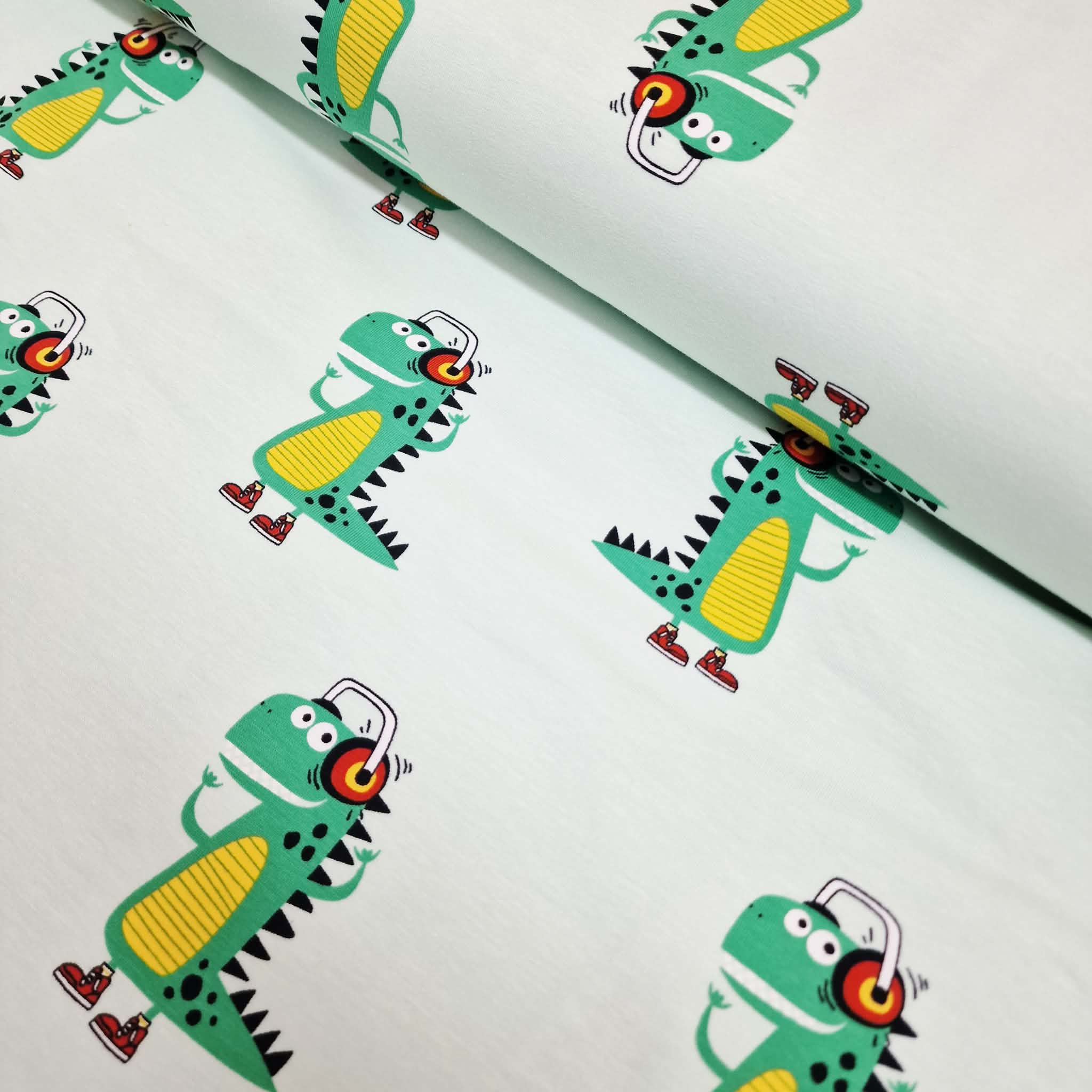  Motivjersey - Digitaldruck - Krokodil mit Kopfhörern