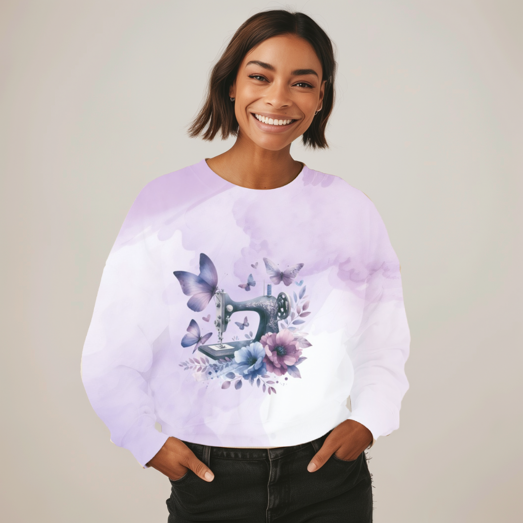 Sofortkauf - Panel Eigendesign  - French Terry - ca. 80x145cm - Nähmaschine Schmetterling