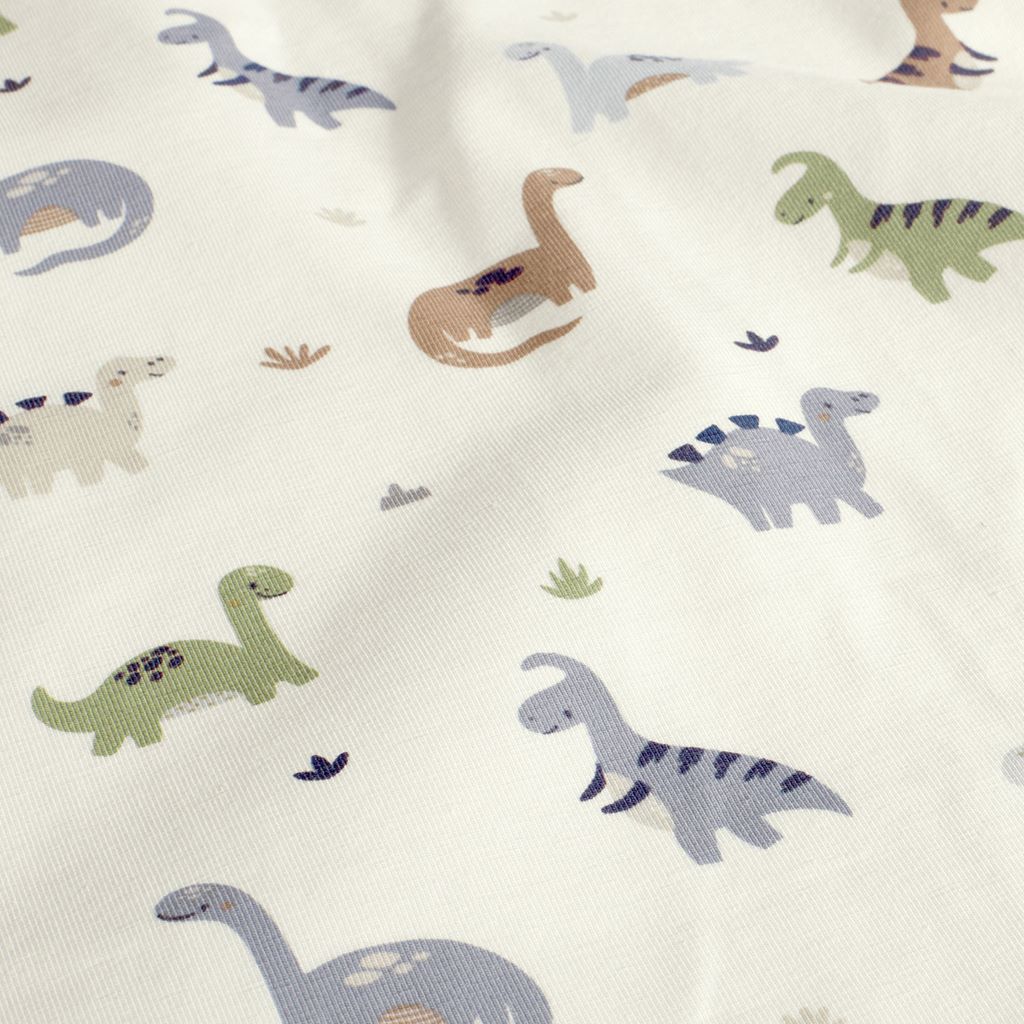  Motivjersey - Digitaldruck - Dinosaurier auf Ecru
