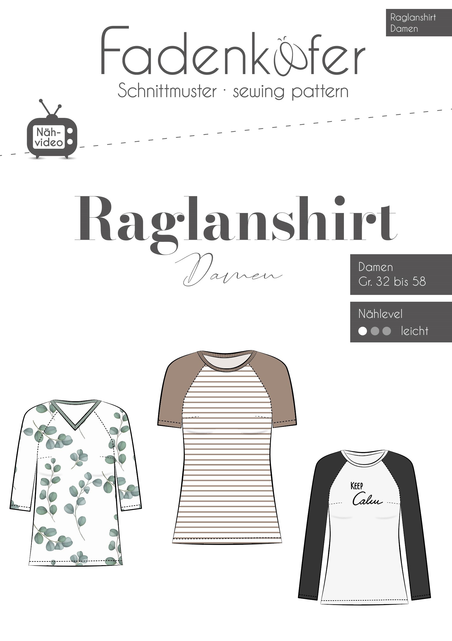 Papierschnittmuster Fadenkäfer - Raglanshirt für Damen