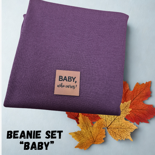 DIY Nähset - Stoffpaket - Hipster Beanie -  Baby who cares? Lila