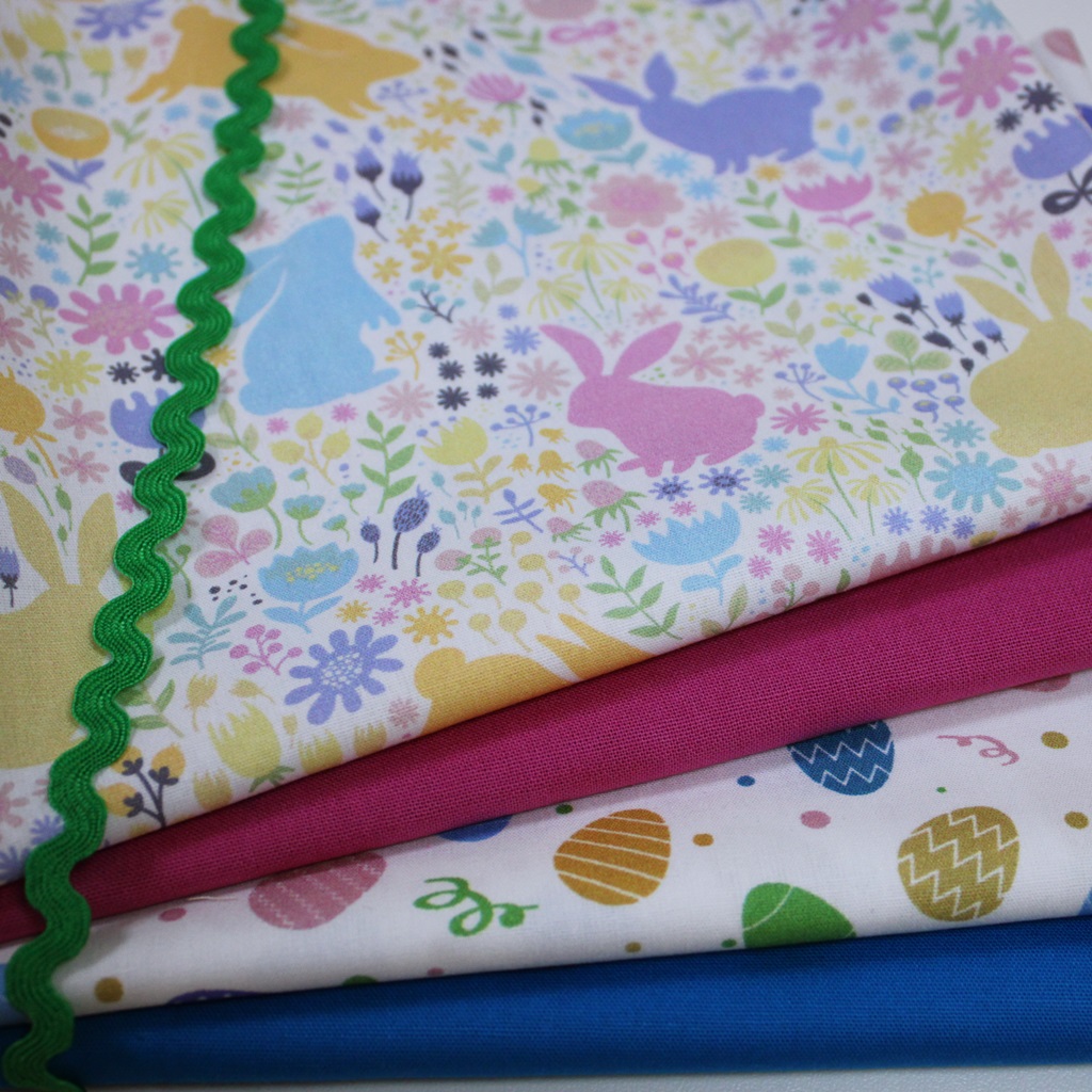 Stoffpaket Patchwork - Patchworkpaket - Quiltpaket - Ostern - Pink/Blau