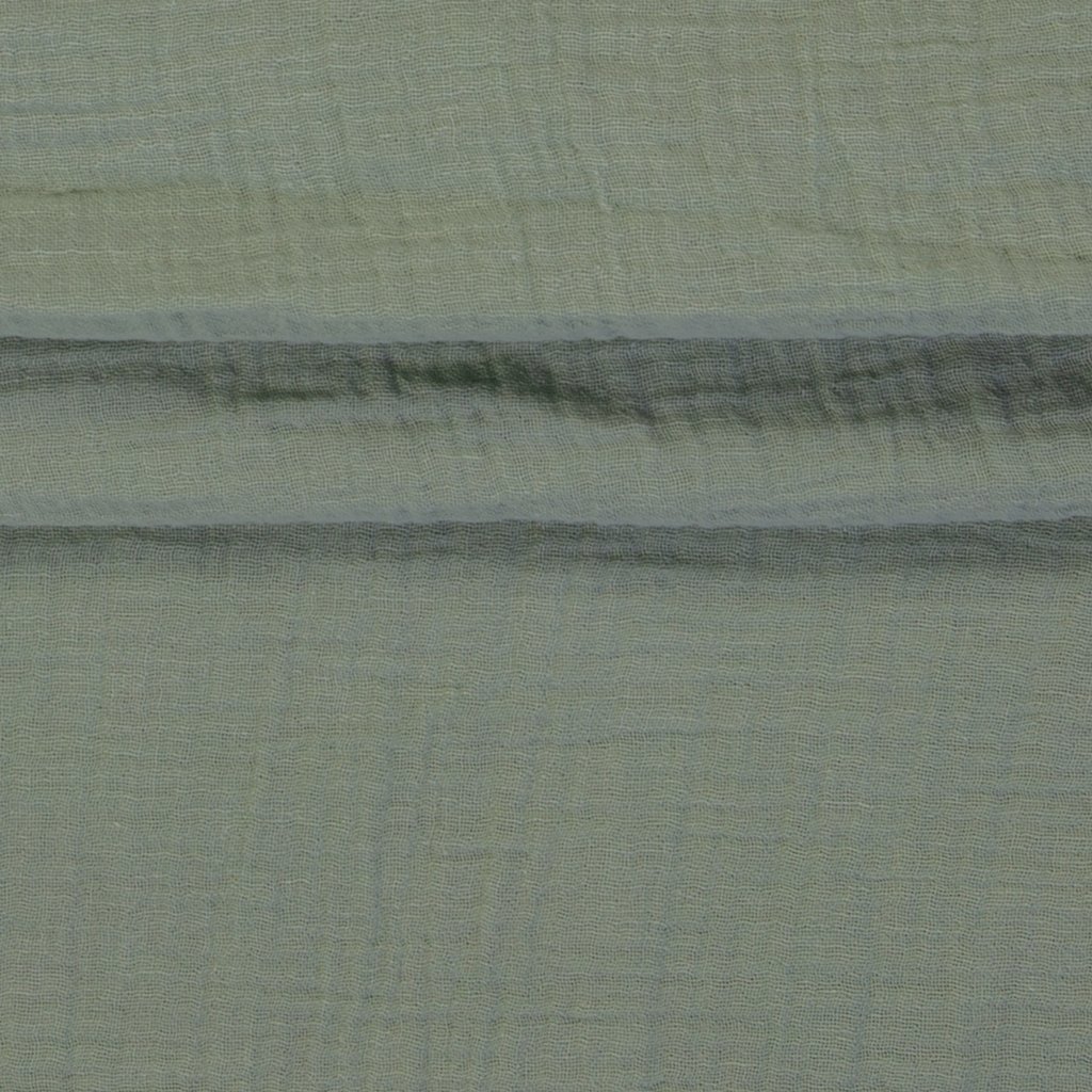 Musselin - Double Gauze - Mullstoff -  Baumwolle - Uni - Altgrün