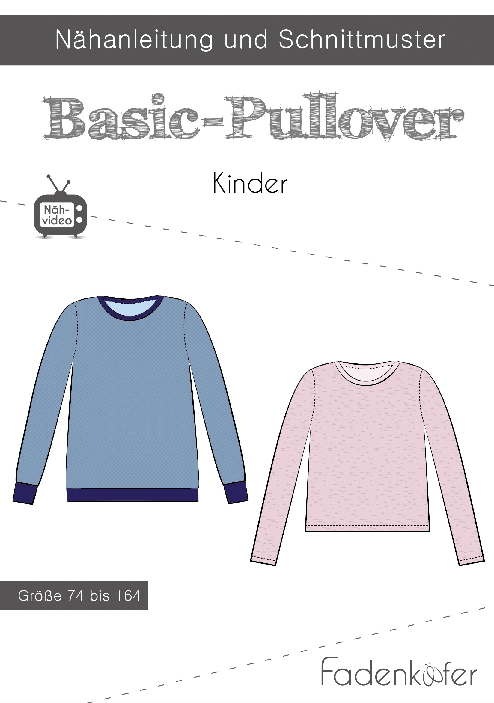 Papierschnittmuster Fadenkäfer - Basic Pullover Kinder