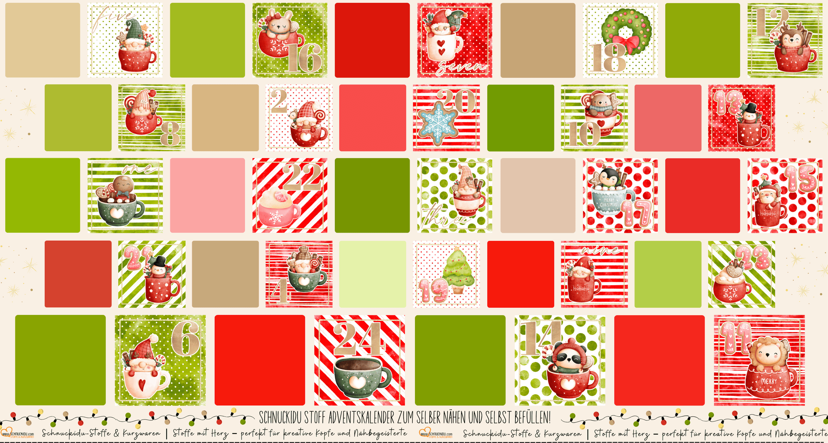 Vororder - Eigendesign - Adventskalender Canvas - Rot/Grün