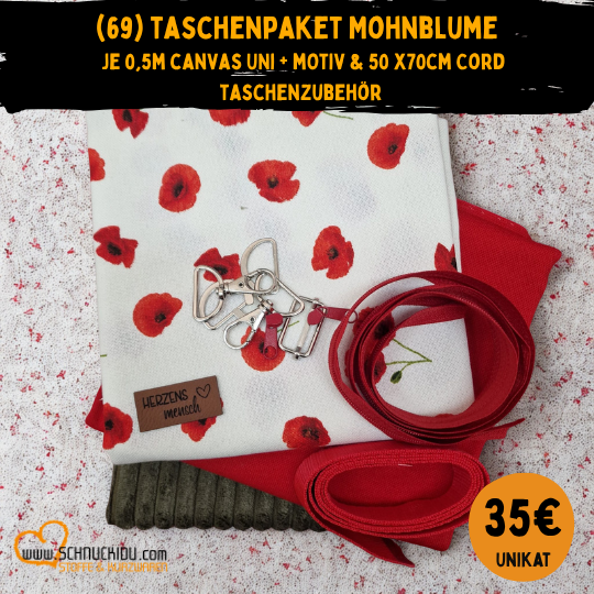 Stoffpaket - UNIKAT - Mohnblume
