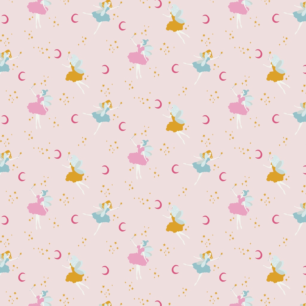 Webware - Baumwoll Stoff - Popeline - Magical Night - Feen auf Rosa
