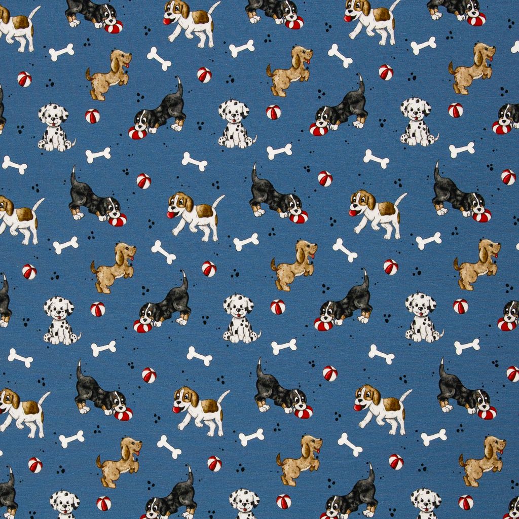 Jersey - Swafing - Cats&Dogs by Sabine Marschall - Hunde auf Blau