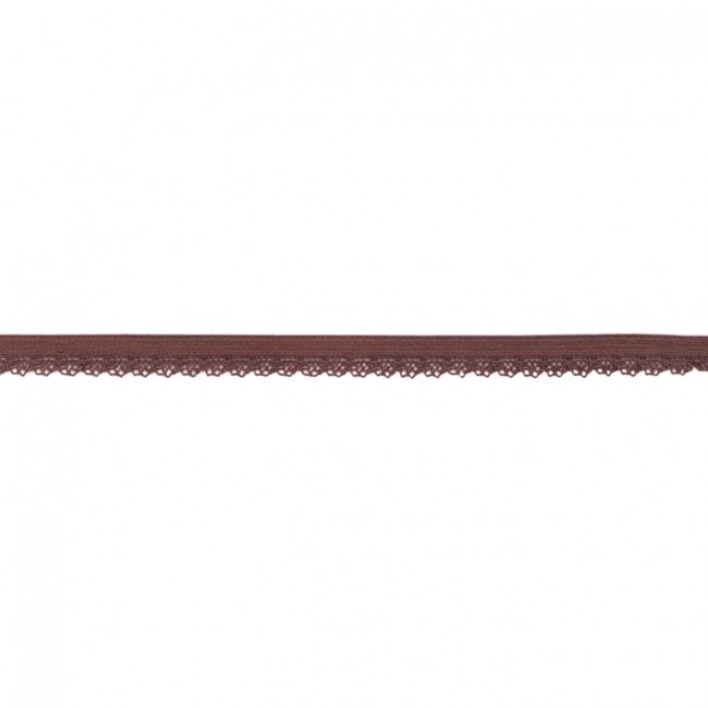 Elastische Spitze mit Bogenkante - 11 mm - Schokobraun
