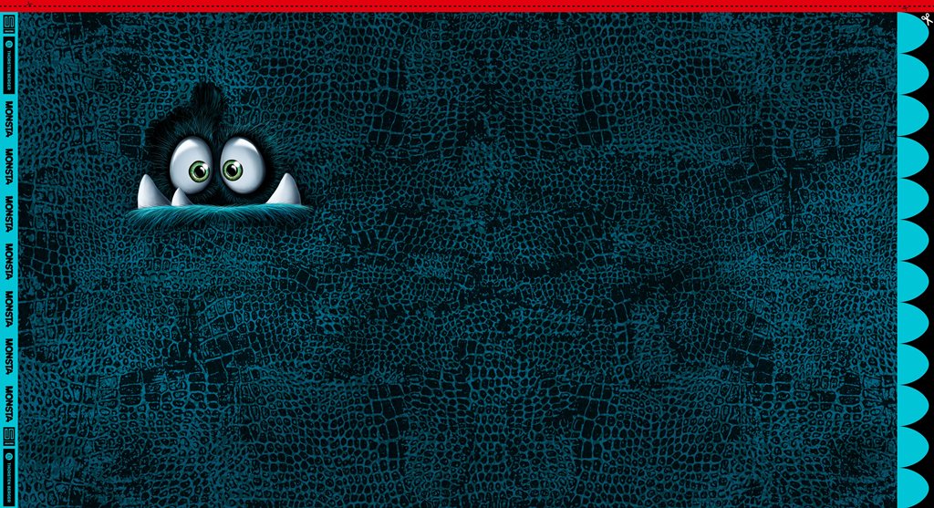 Swafing French Terry Panel Monsta by Thorsten Berger, cooles Monster-Motiv in Petrol, Sommersweat für Kinder, 95% Baumwolle 5% Elasthan, Vorbestellung