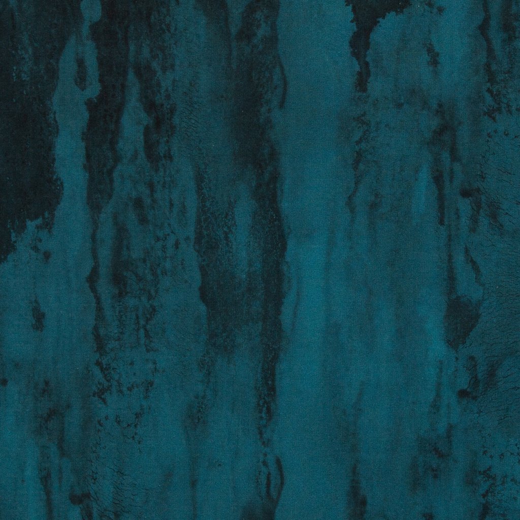 Hochwertiger Sweatstoff als Meterware von Thorsten Berger aus der "On the Rocks" Kollektion, abstraktes Wasserfarben-Design in Petrol und Dunkelgrün, Baumwoll-Sweat