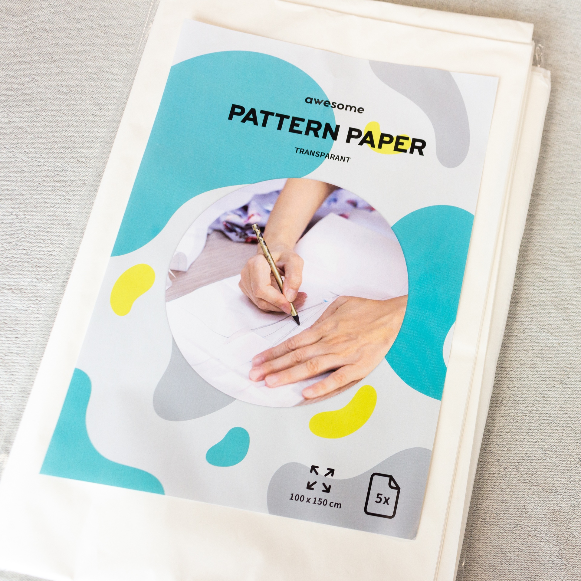 Schnittmusterpapier - 100cmx150cm - 5 Stück - Transparent