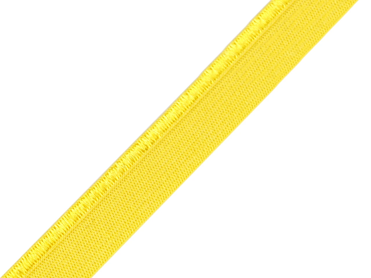 Elastisches Paspelband in Knallgelb, 11mm Breite, hochwertige Meterware aus Polyamid-Elasthan-Mix für Sportmode, Jerseykleidung und flexible Konturen.