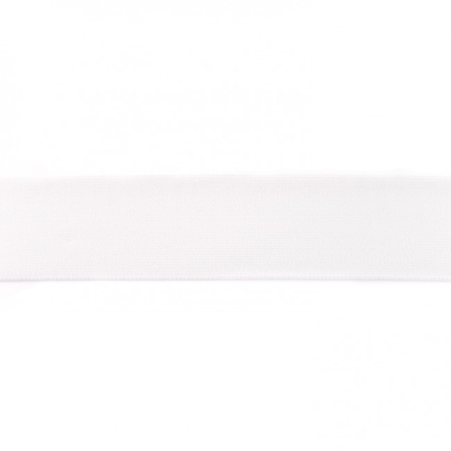 Elastisches Gummiband in klassischem Uni Weiß – 40 mm breit, weich und formstabil für Hosenbünde, Röcke und helle Bekleidung.