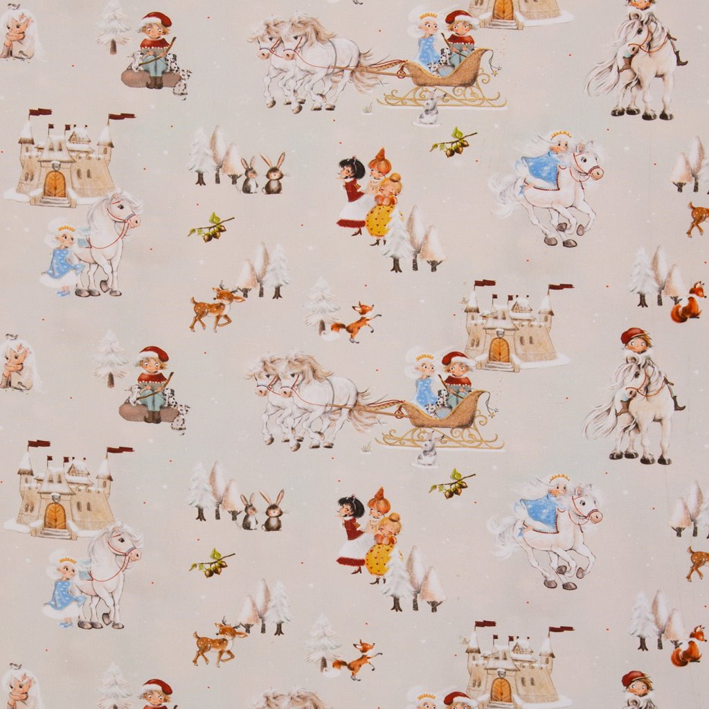 Zauberhafte Swafing Baumwoll-Webware "Fairy Tale - Aschenputtel", 100% Baumwolle, Öko-Tex Standard 100, weicher Stoff für märchenhafte Kinderkleidung, Accessoires und Schultüten