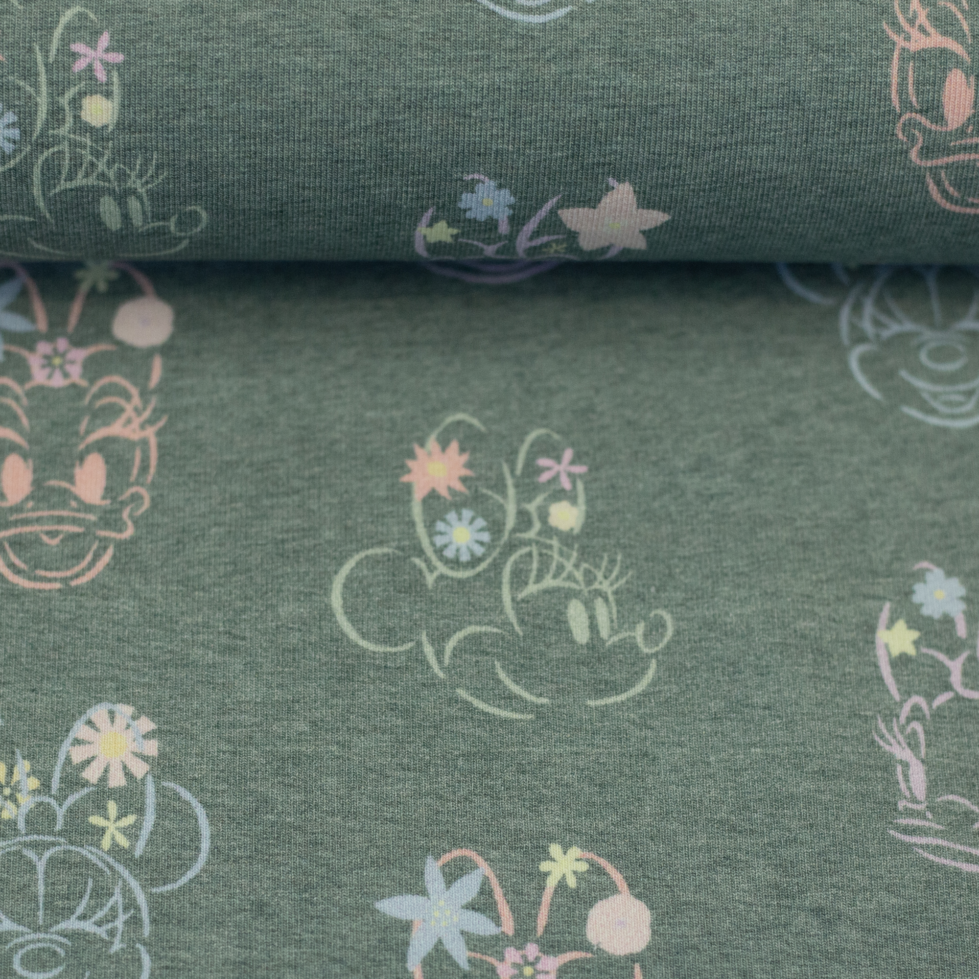Motivjersey – Disney – Swafing - Minnie Mouse und Daisy Oliv meliert