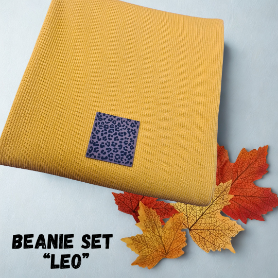 DIY Nähset - Stoffpaket - Hipster Beanie -  LEO in Gelb