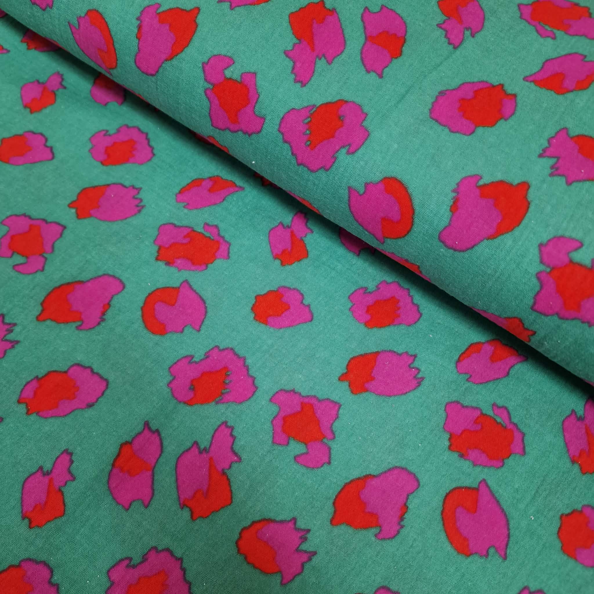 Musselin - Baumwolle - Leoprint Smaragd