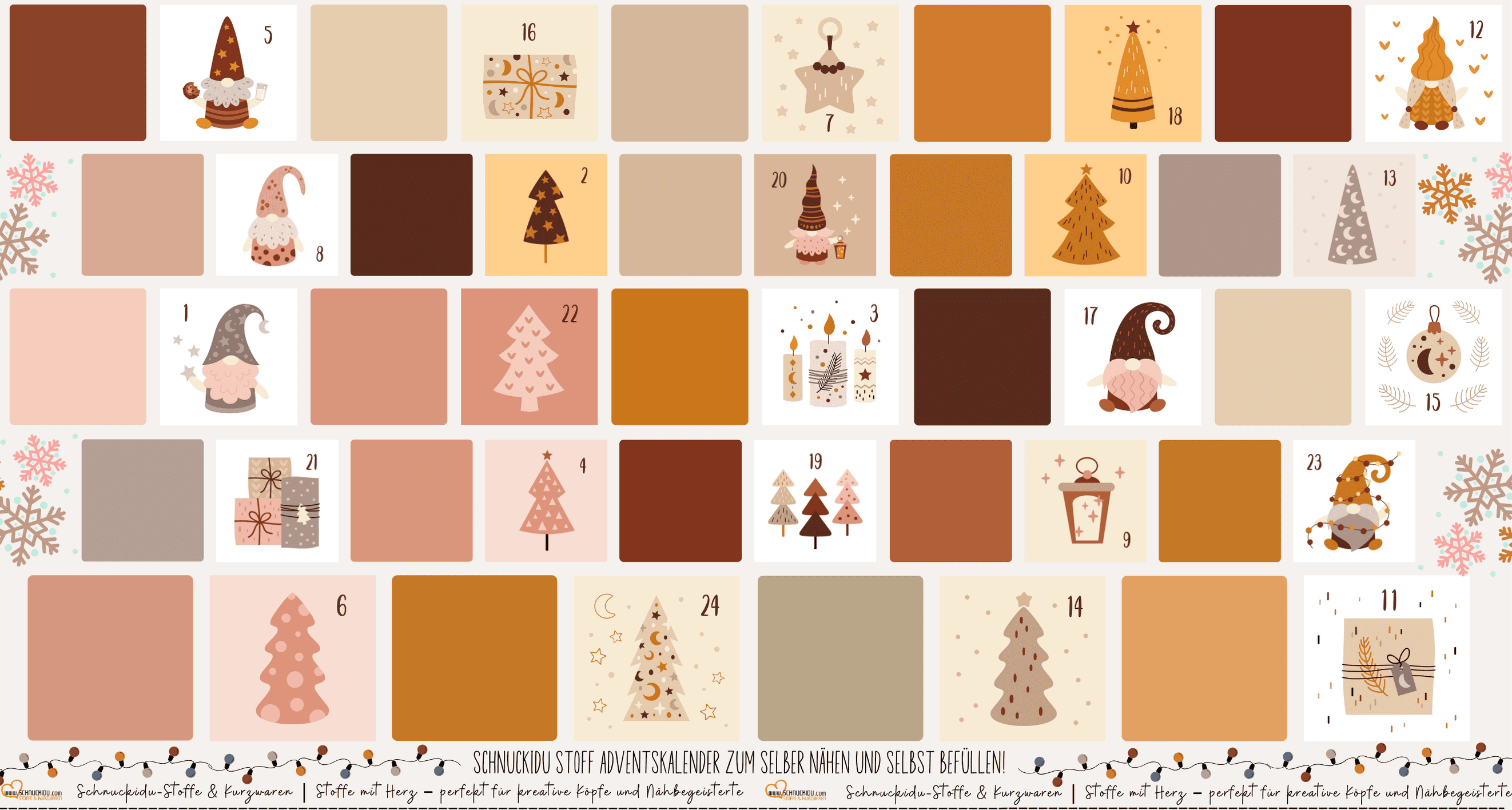 Vororder - Eigendesign - Adventskalender Canvas - Rosa/Senf